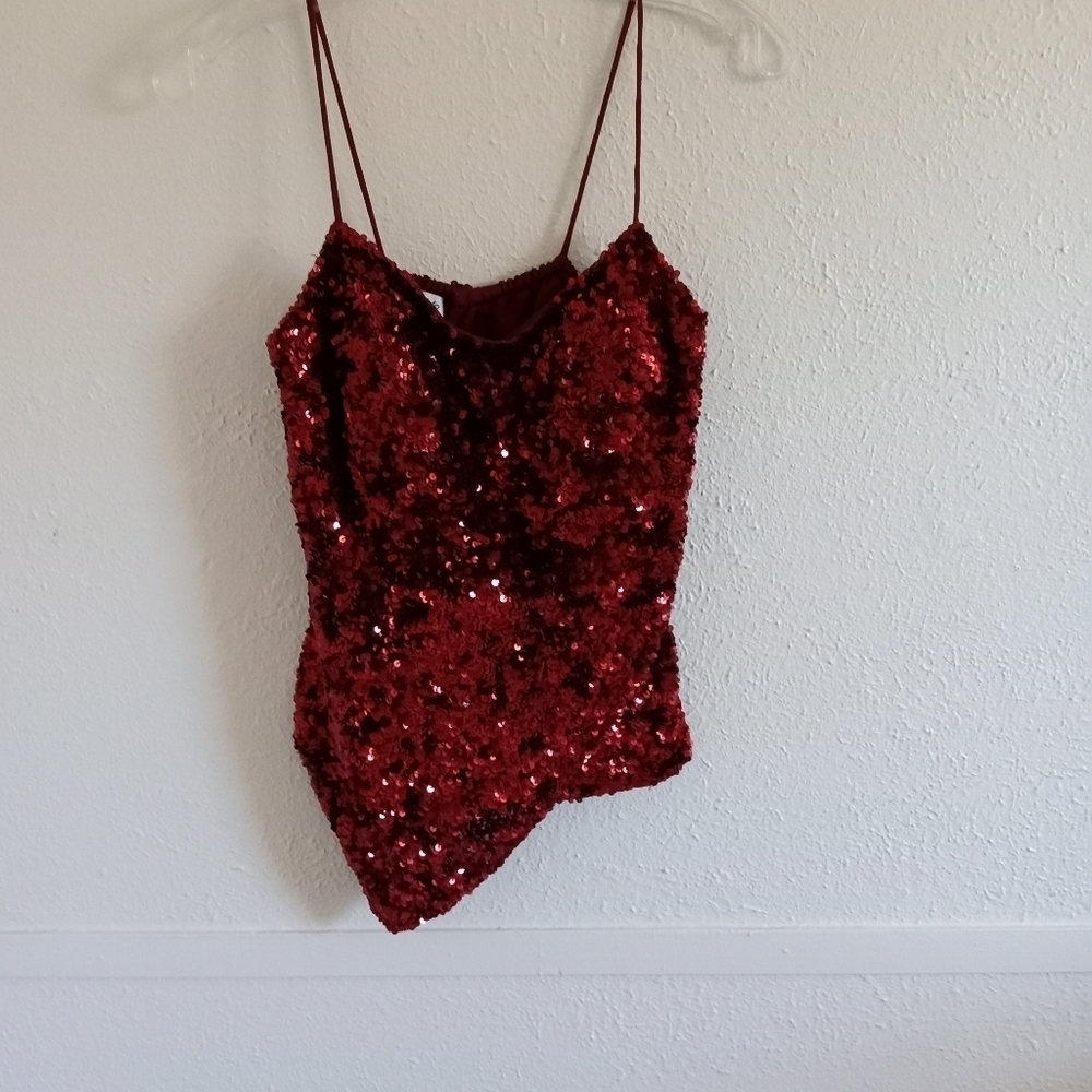 Cache Red Sequin Camisole - Picture 6 of 7